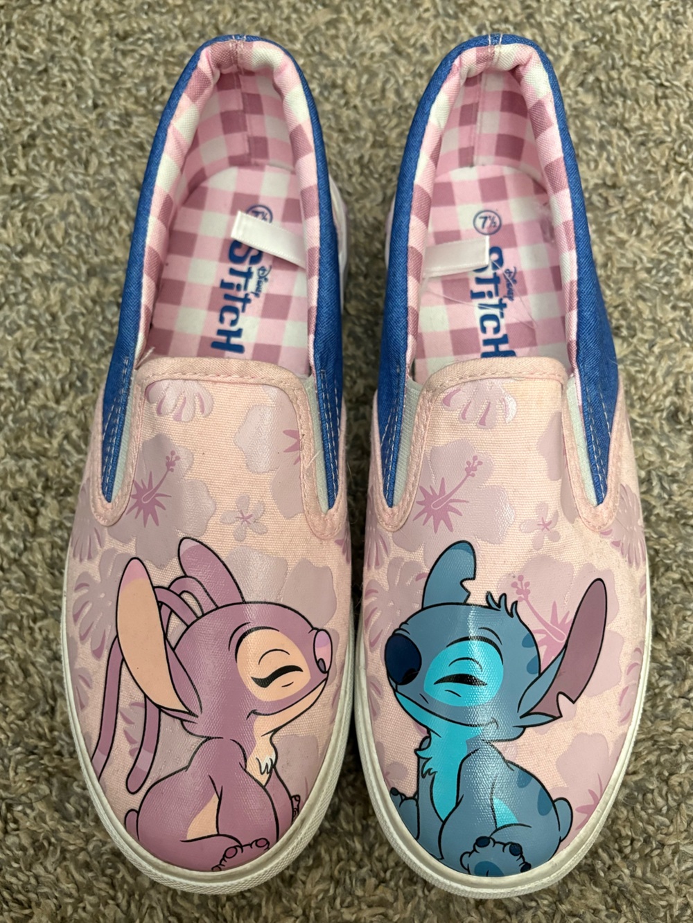 Disney Stitch Pink & Blue Slip-On Sneakers for Women